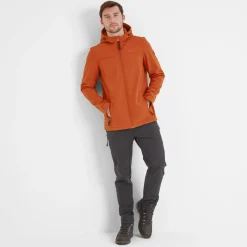Feizor Mens Shower Resistant Softshell Hooded Jacket - Burnt Orange