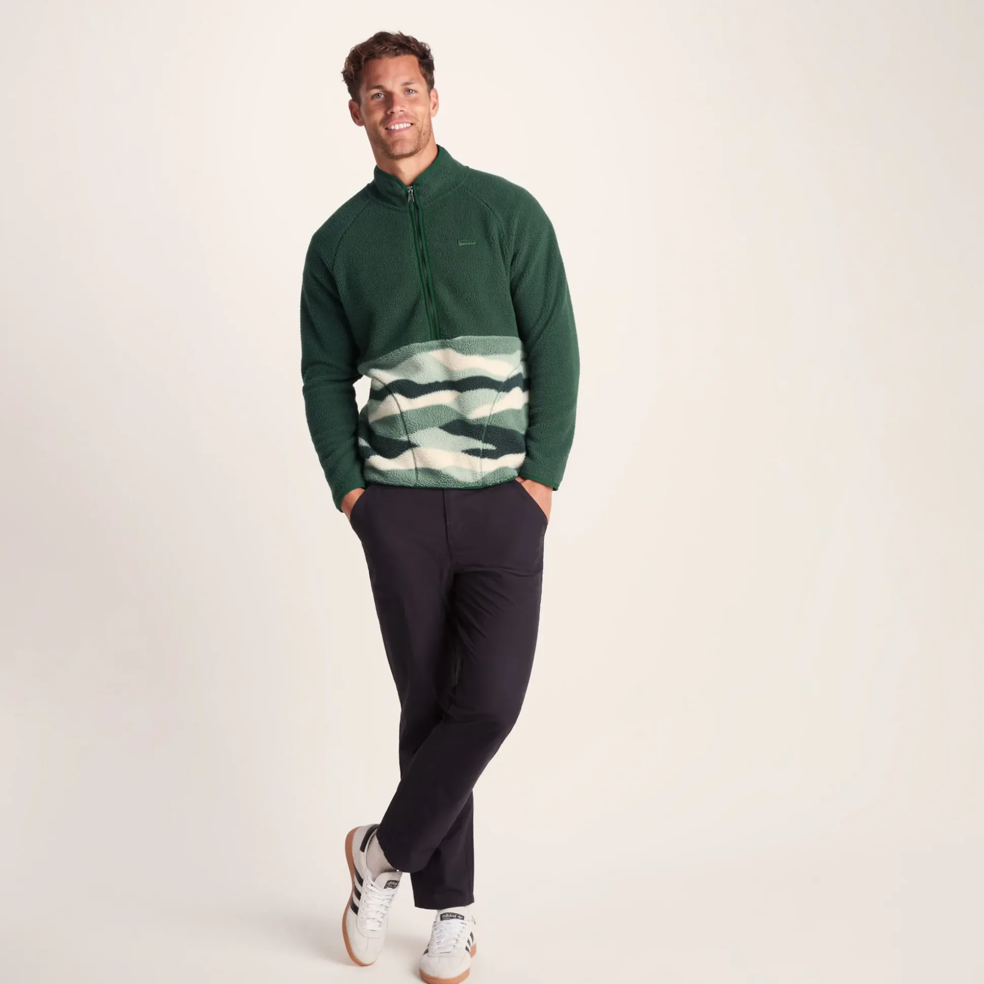 Flaxley Mens Sherpa Fleece - Racing Green Landscape Print