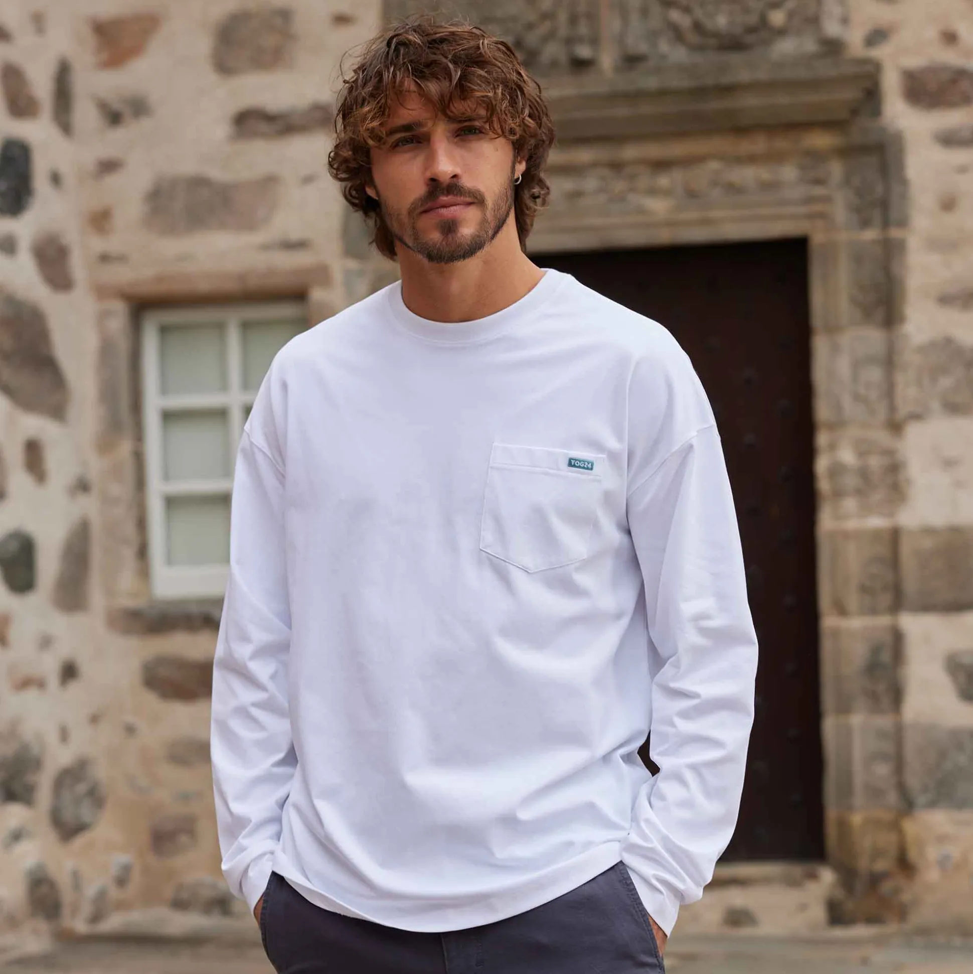 Formby Mens Relaxed Fit Long Sleeve Supersoft Jersey T-Shirt - Optic White