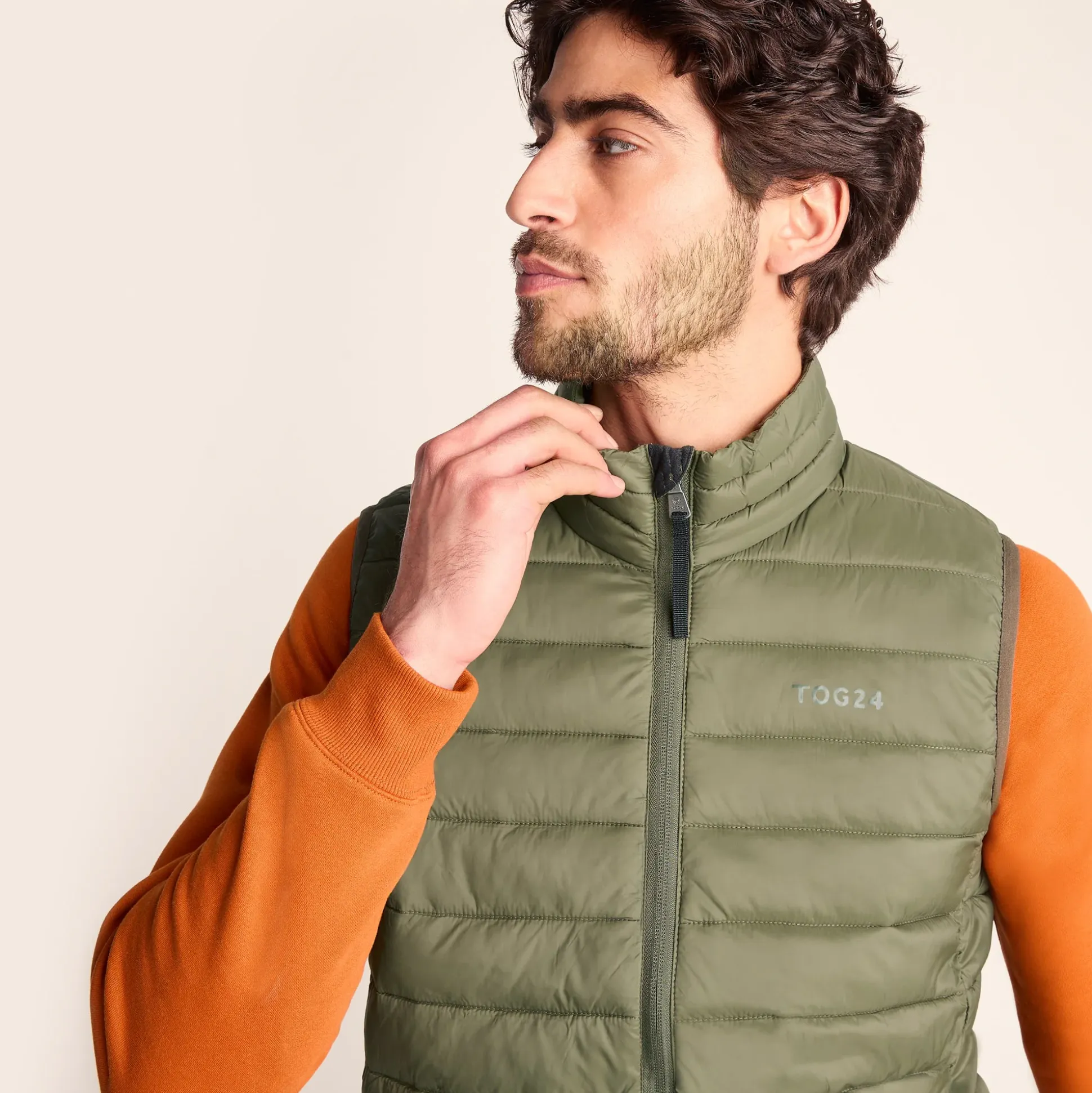 Gibson Mens Insulated Padded Gilet - Khaki
