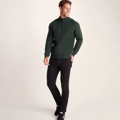 Glen Mens Chunky Knitted Zip Neck Jumper - Racing Green