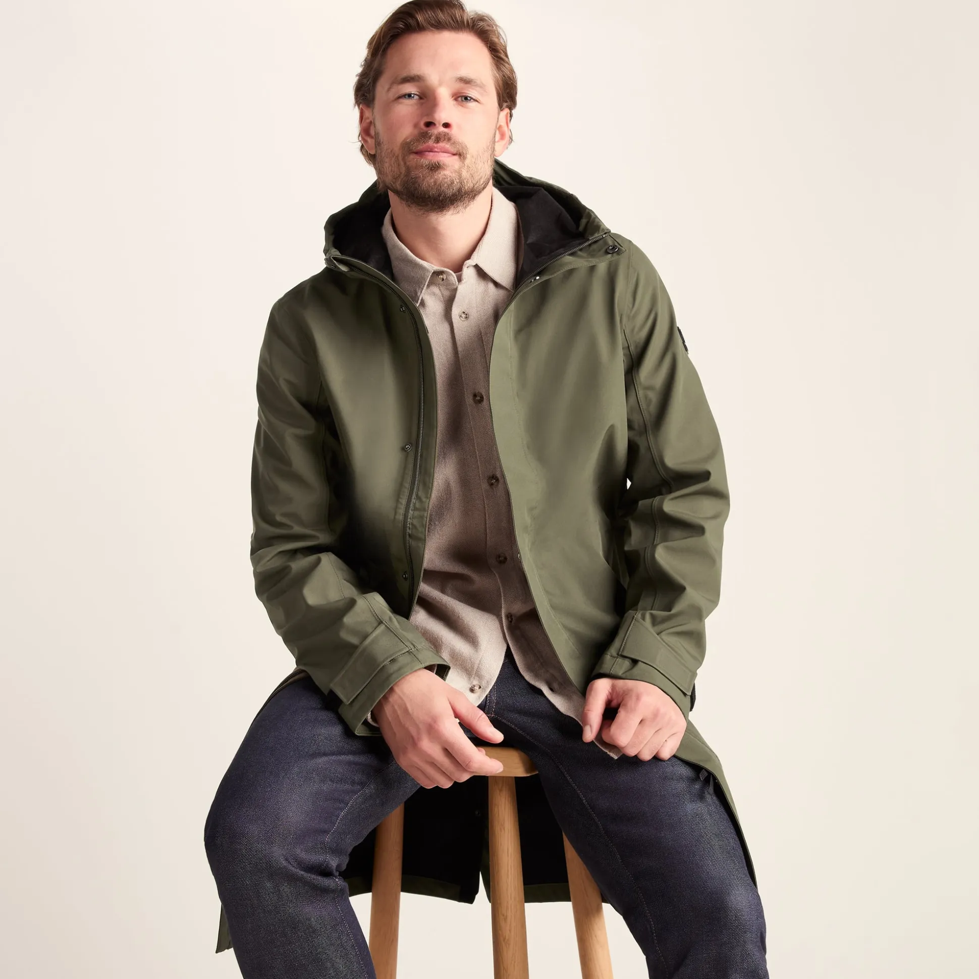 Glenton Mens Long Waterproof Jacket - Moss Green