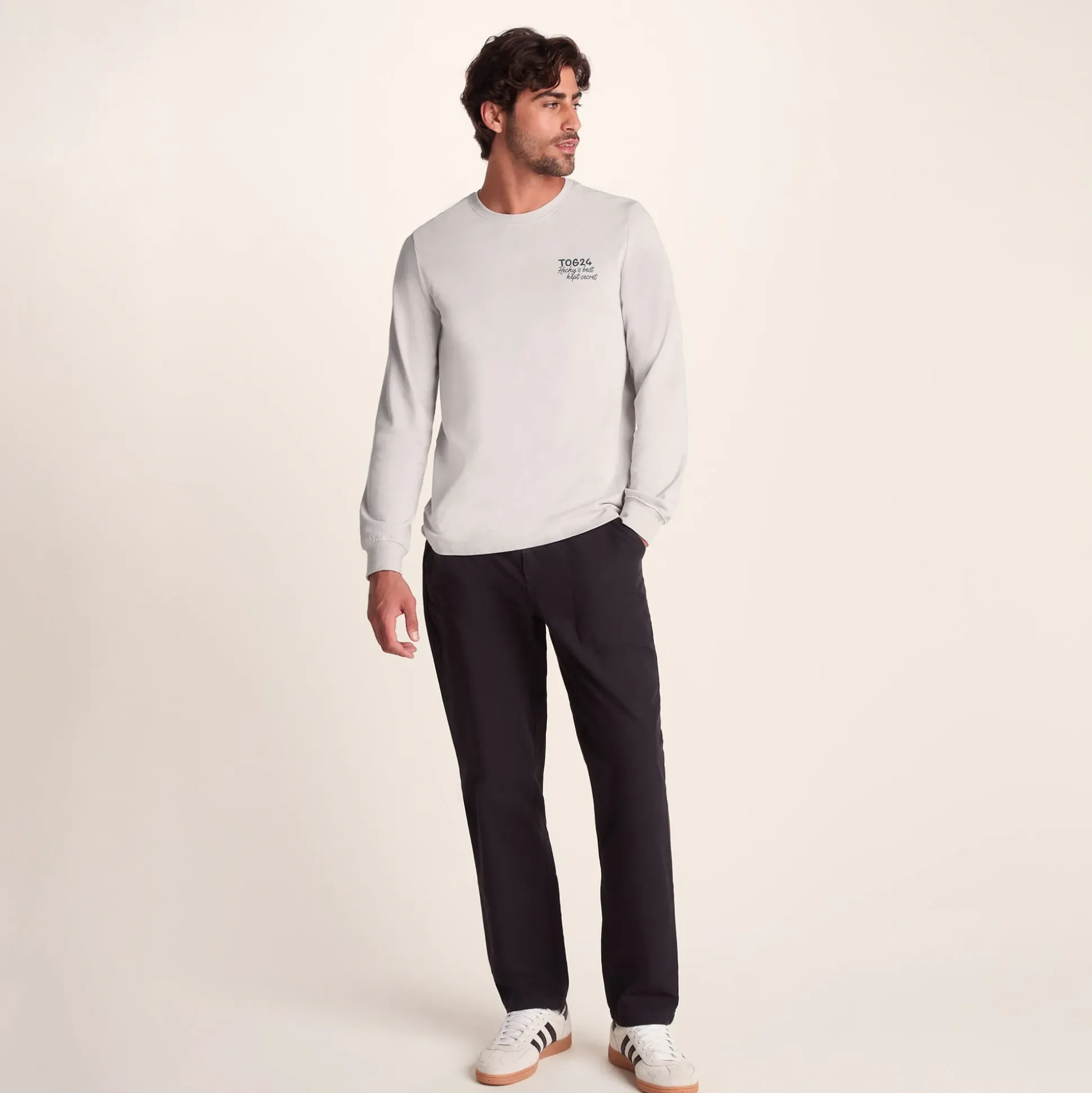 Hecky Mens Long Sleeve T-Shirt - Raincloud