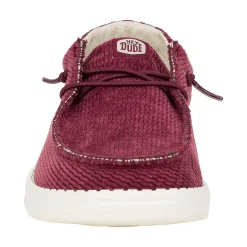 HEYDUDE Wendy Corduroy Leo Womens Shoes - Burgundy