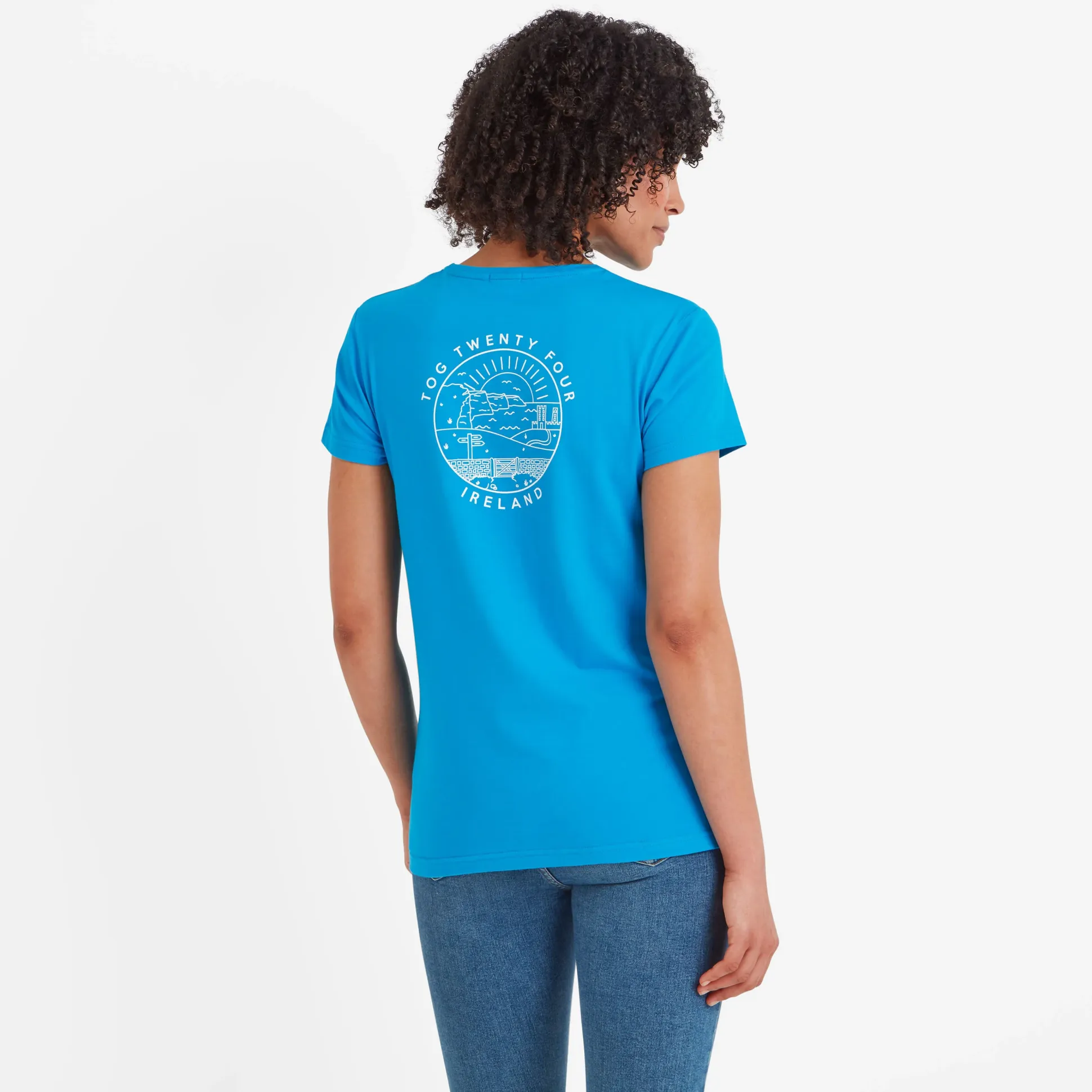 Ireland Womens 100% Cotton T-Shirt - Azure Blue