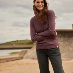 Jemma Womens Long Sleeve Supersoft T-Shirt - Dark Mauve