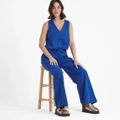 Jennie Womens Wide Leg Trousers - Ultramarine Blue