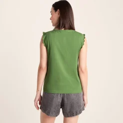 Katie Womens 100% Cotton Supersoft Vest - Dark Matcha