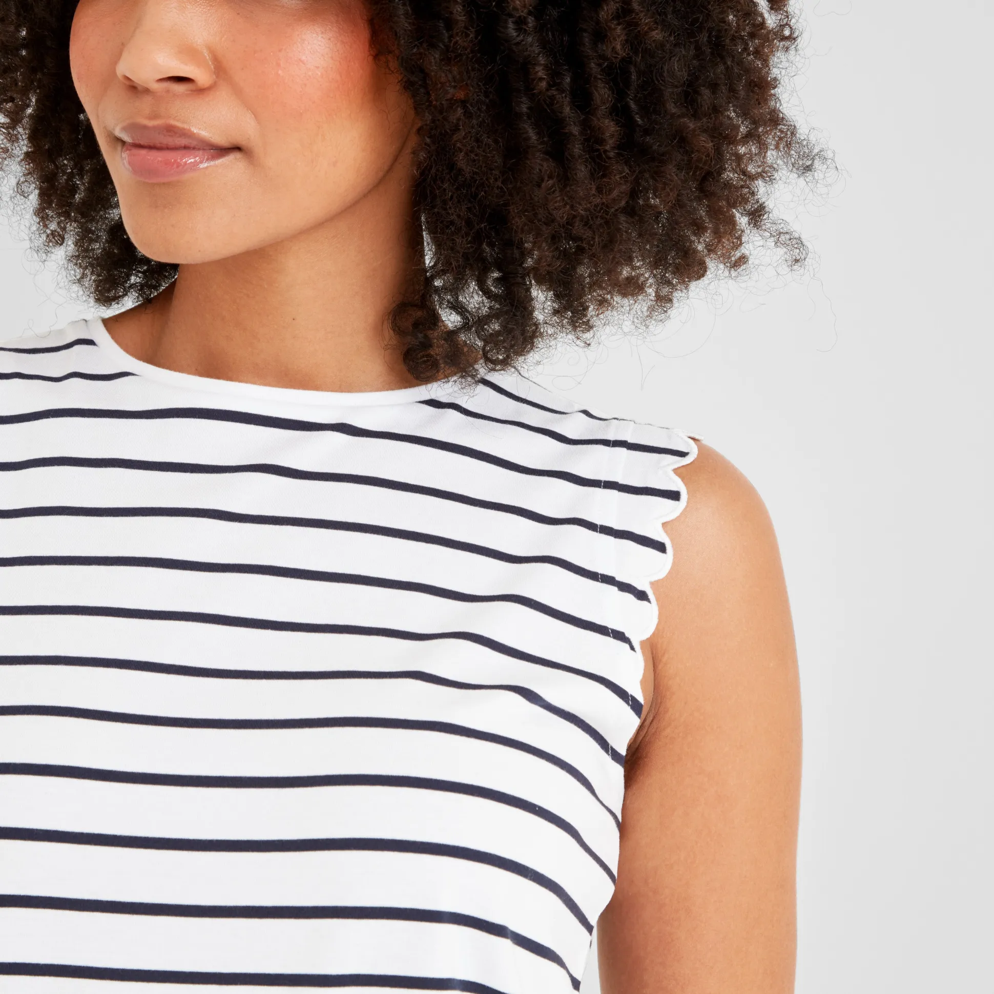 Katie Womens 100% Cotton Supersoft Vest - Optic White/Dk Indigo
