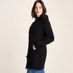 Keld Womens Long Shower Resistant Hooded Softshell Jacket - Black