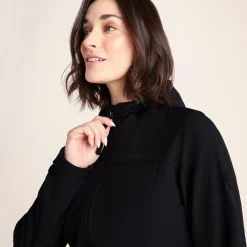 Keld Womens Long Shower Resistant Hooded Softshell Jacket - Black