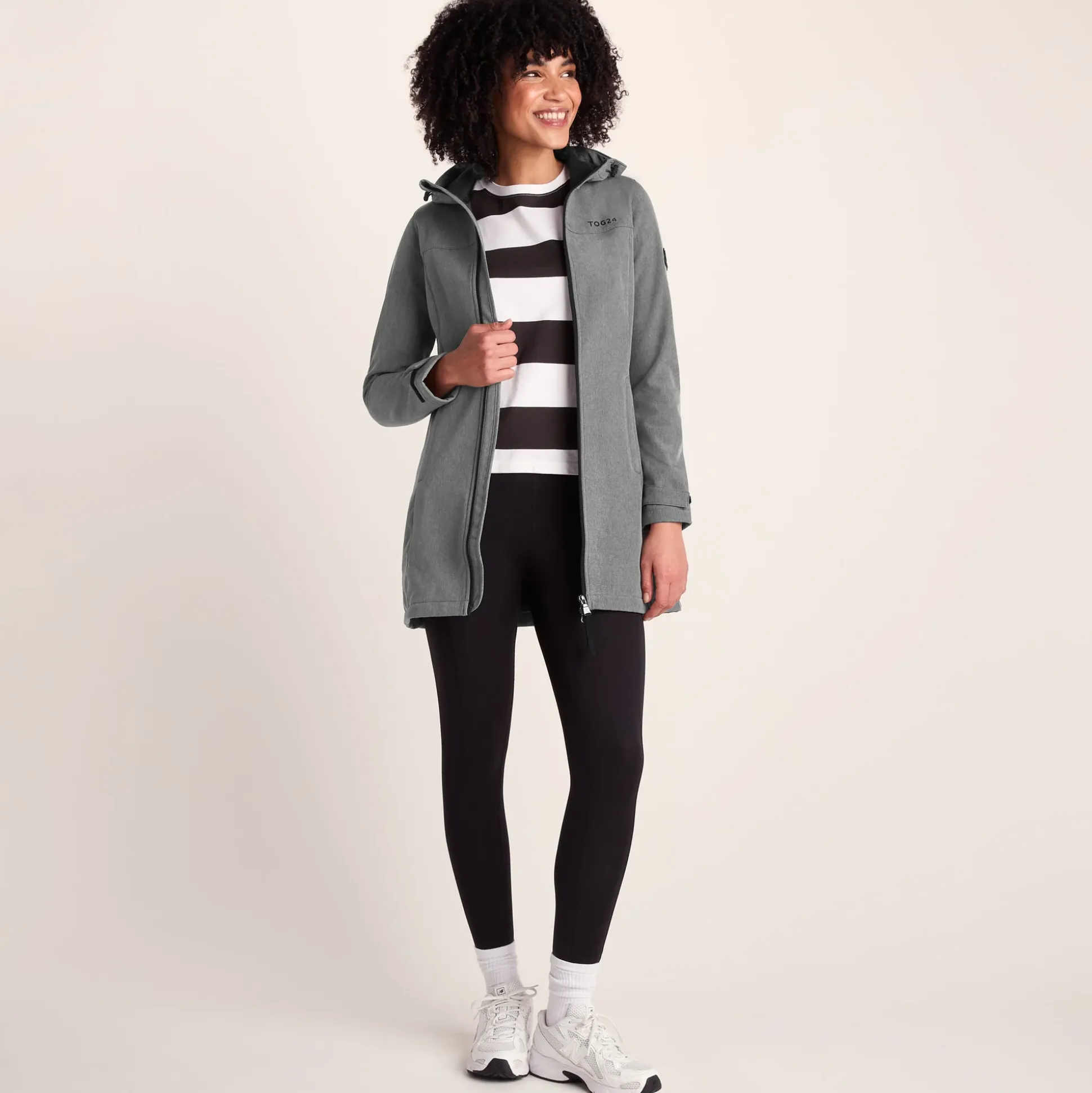 Keld Womens Long Shower Resistant Hooded Softshell Jacket - Dark Grey