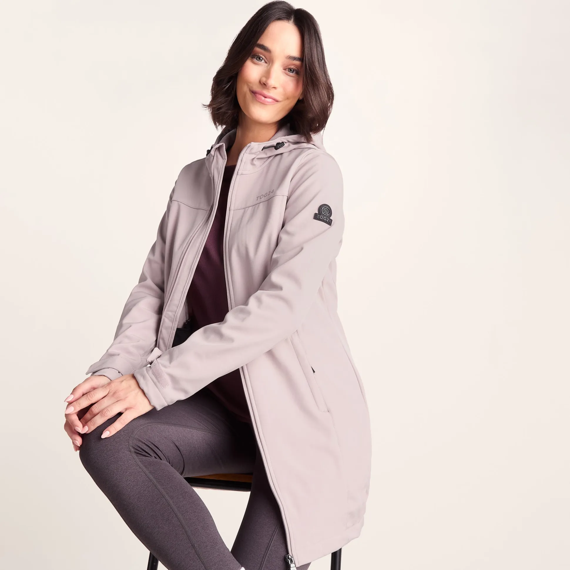 Keld Womens Long Shower Resistant Hooded Softshell Jacket - Dusky Pink