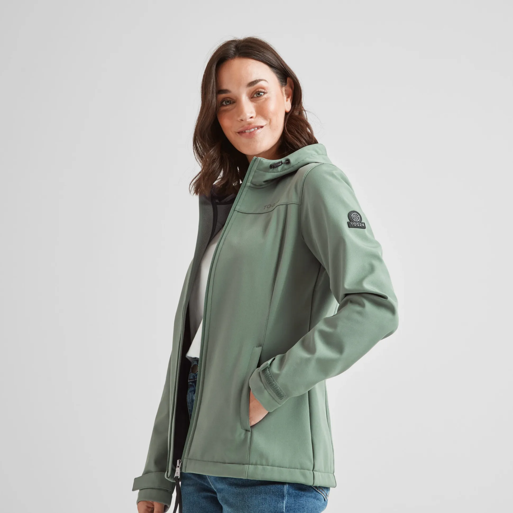 Keld Womens Shower Resistant Hooded Softshell Jacket - Light Forest