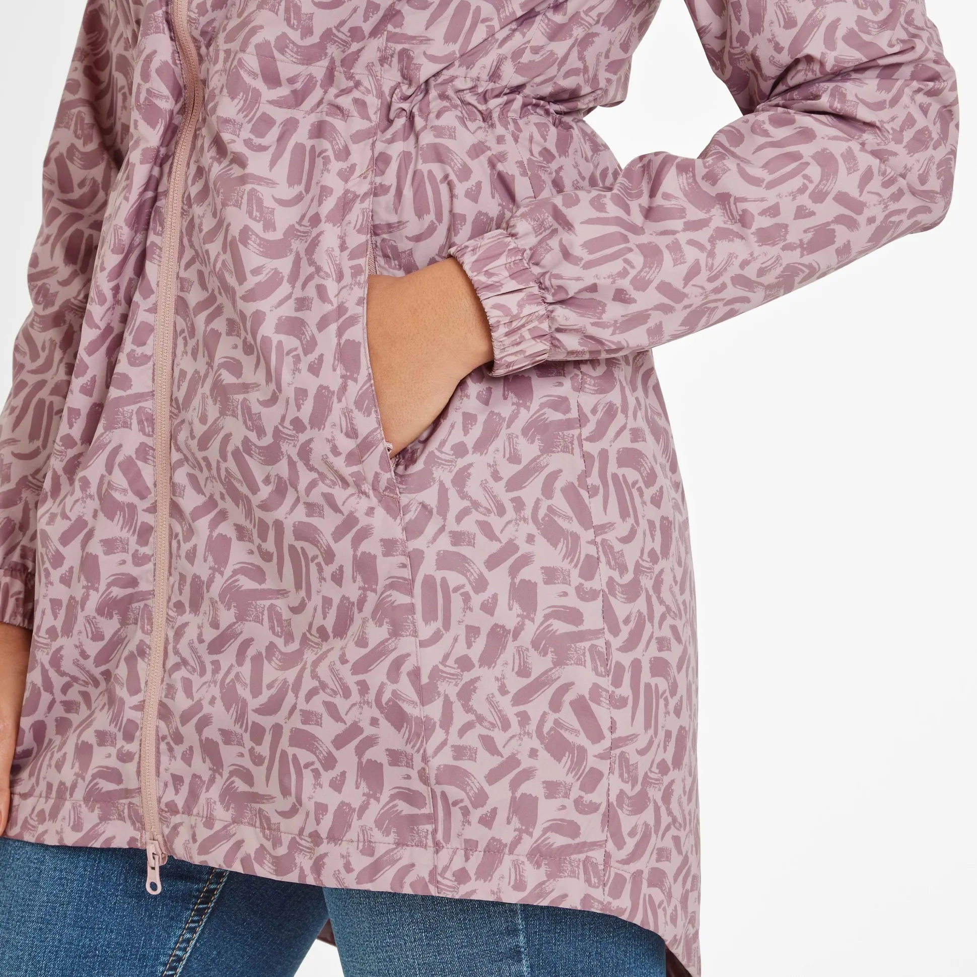 Kilnsey Womens Waterproof Jacket - Dusky Rose Brushstroke Print