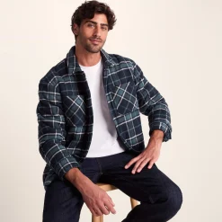 Kinsey Mens Quilted Flannel Shacket - Dark Indigo Check