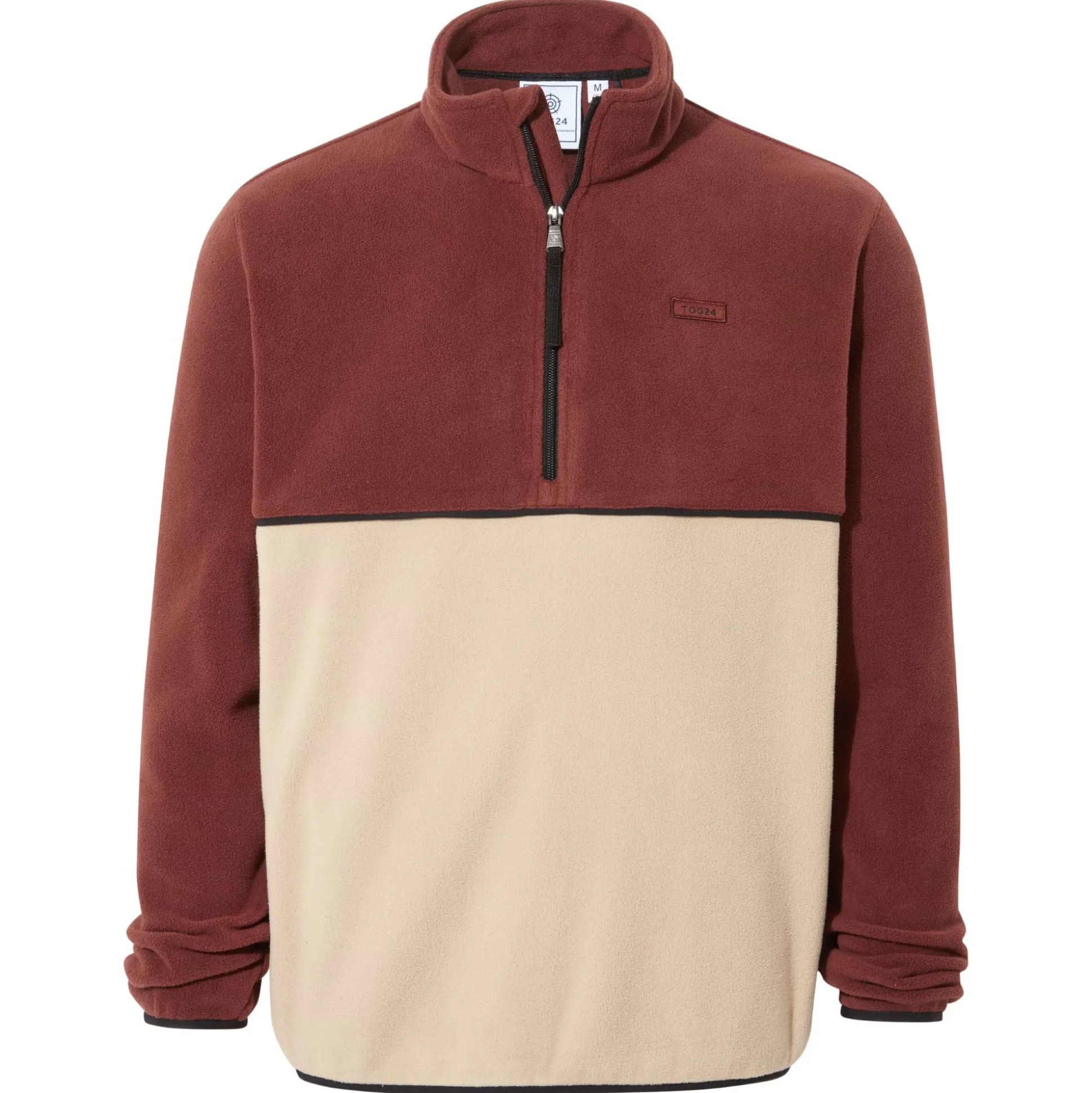 Kirton Mens Relaxed Fit Microfleece Zip Neck - Port/Hazelnut