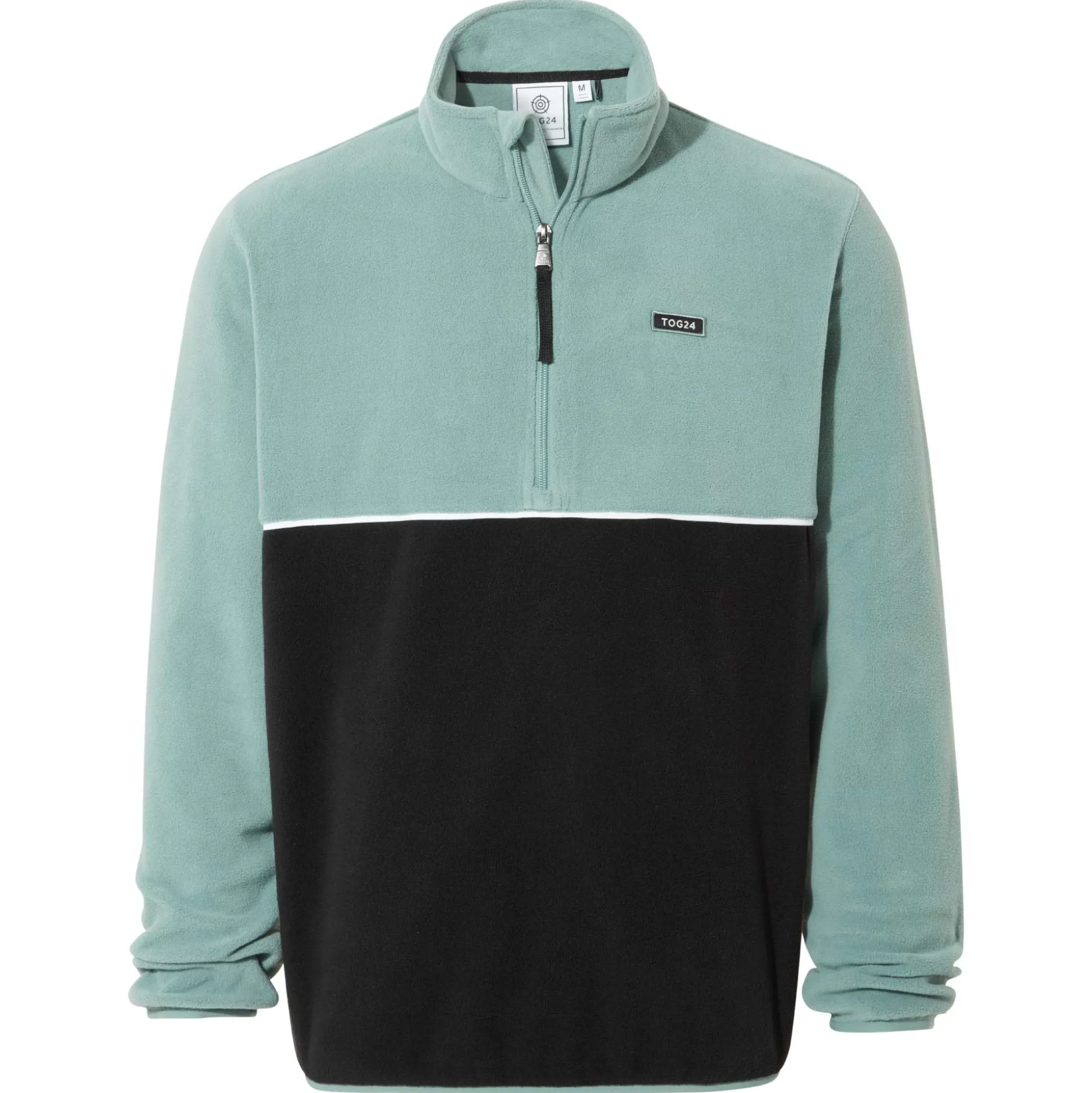 Kirton Mens Relaxed Fit Microfleece Zip Neck - Steel Teal/Black