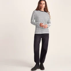 Kitty Womens Long Sleeve Striped T-Shirt - Washed Black Stripe