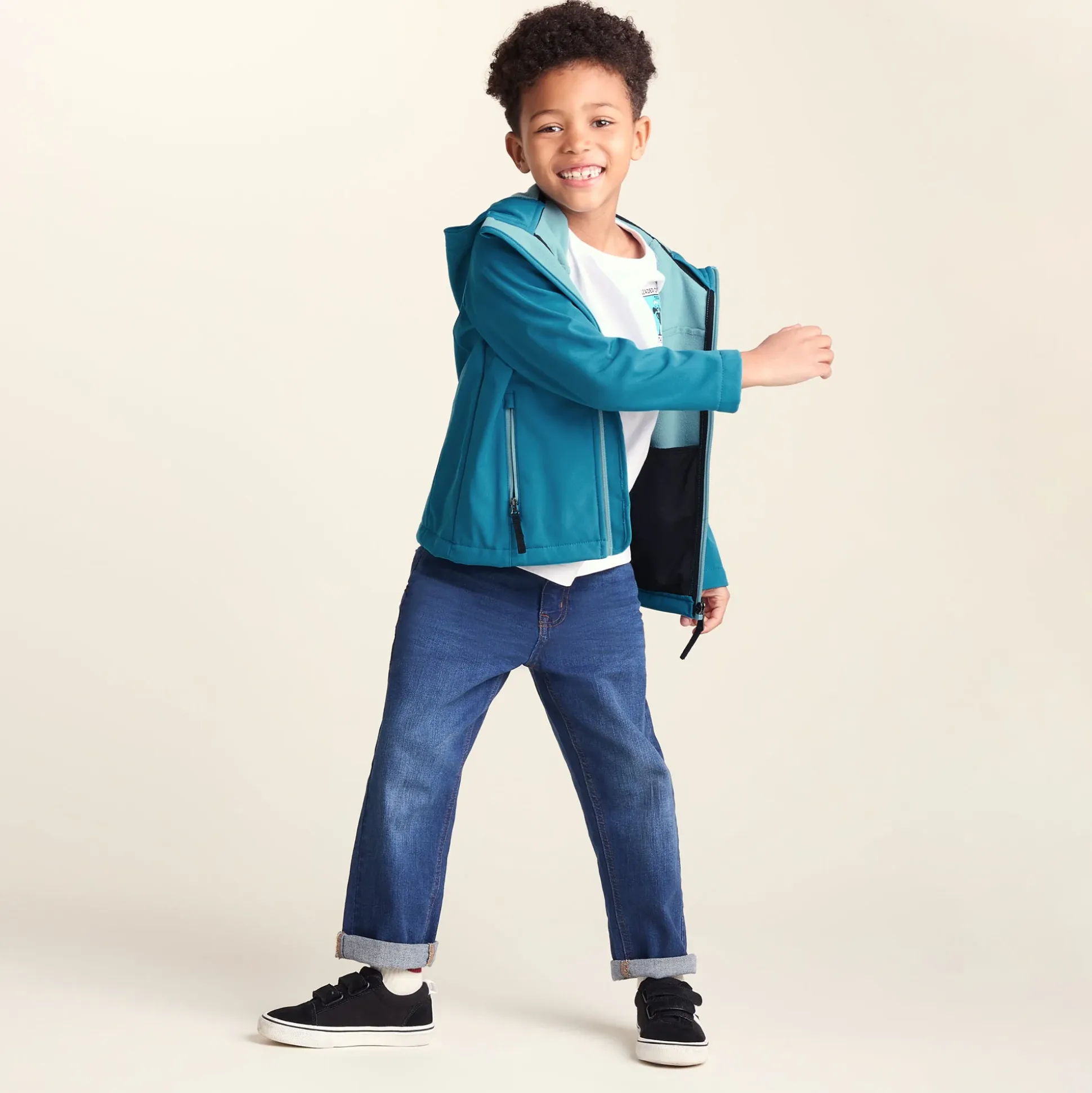 Koroma Kids Softshell Hooded Jacket - Mosaic Blue