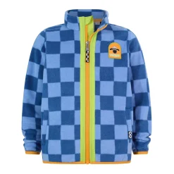 Lacaune Kids Shaun the Sheep Fleece Zip Jacket - Bluebell/Night Blue Checkerboard