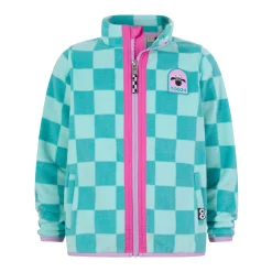 Lacaune Kids Shaun the Sheep Fleece Zip Jacket - Spearmint/Bubblegum Checkerboard