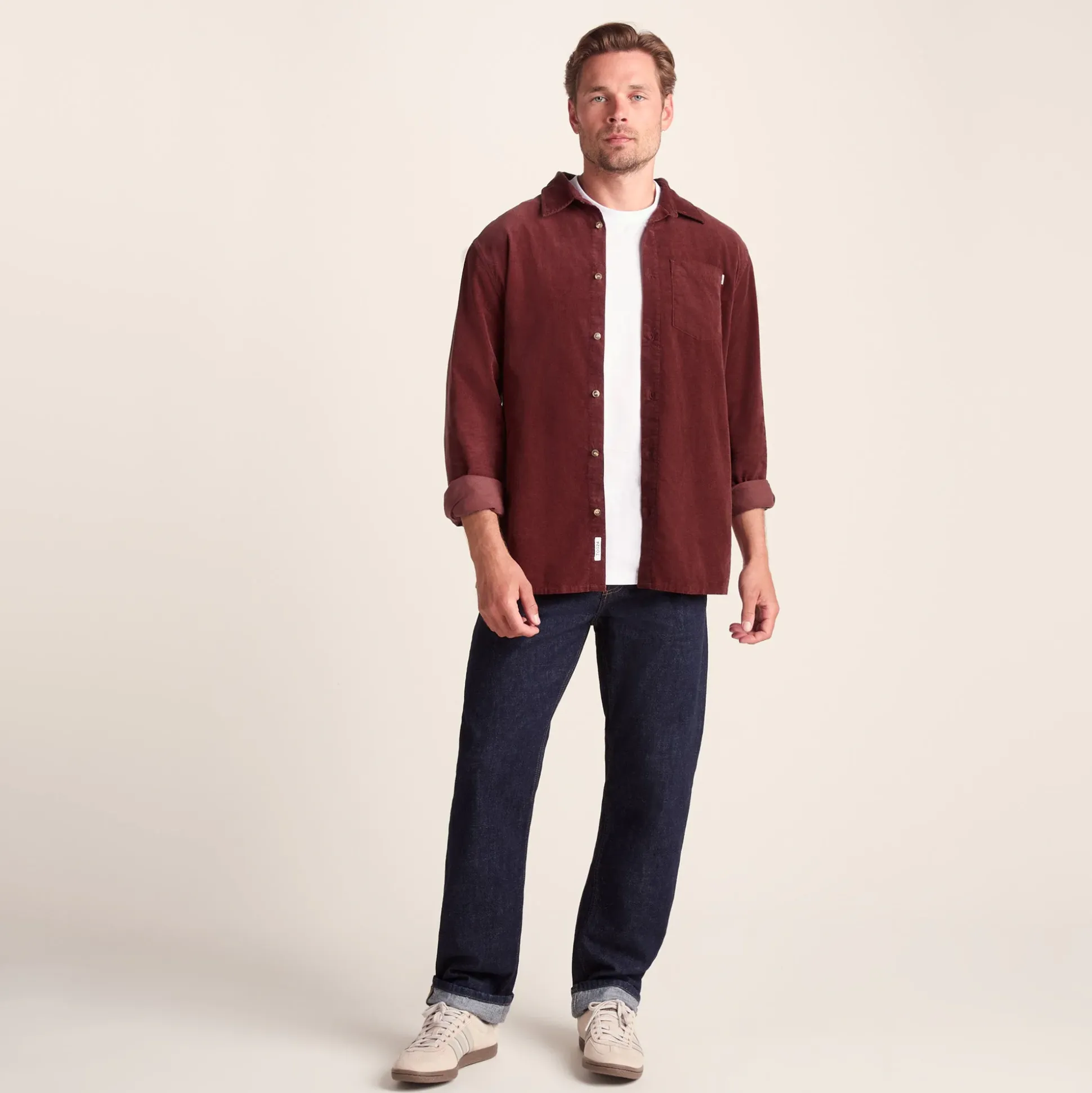 Lenny Mens Long Sleeve Lightweight Corduroy Shirt - Port