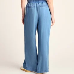 Lucy Womens Wide Leg Denim Look Trousers - Faded Indigo