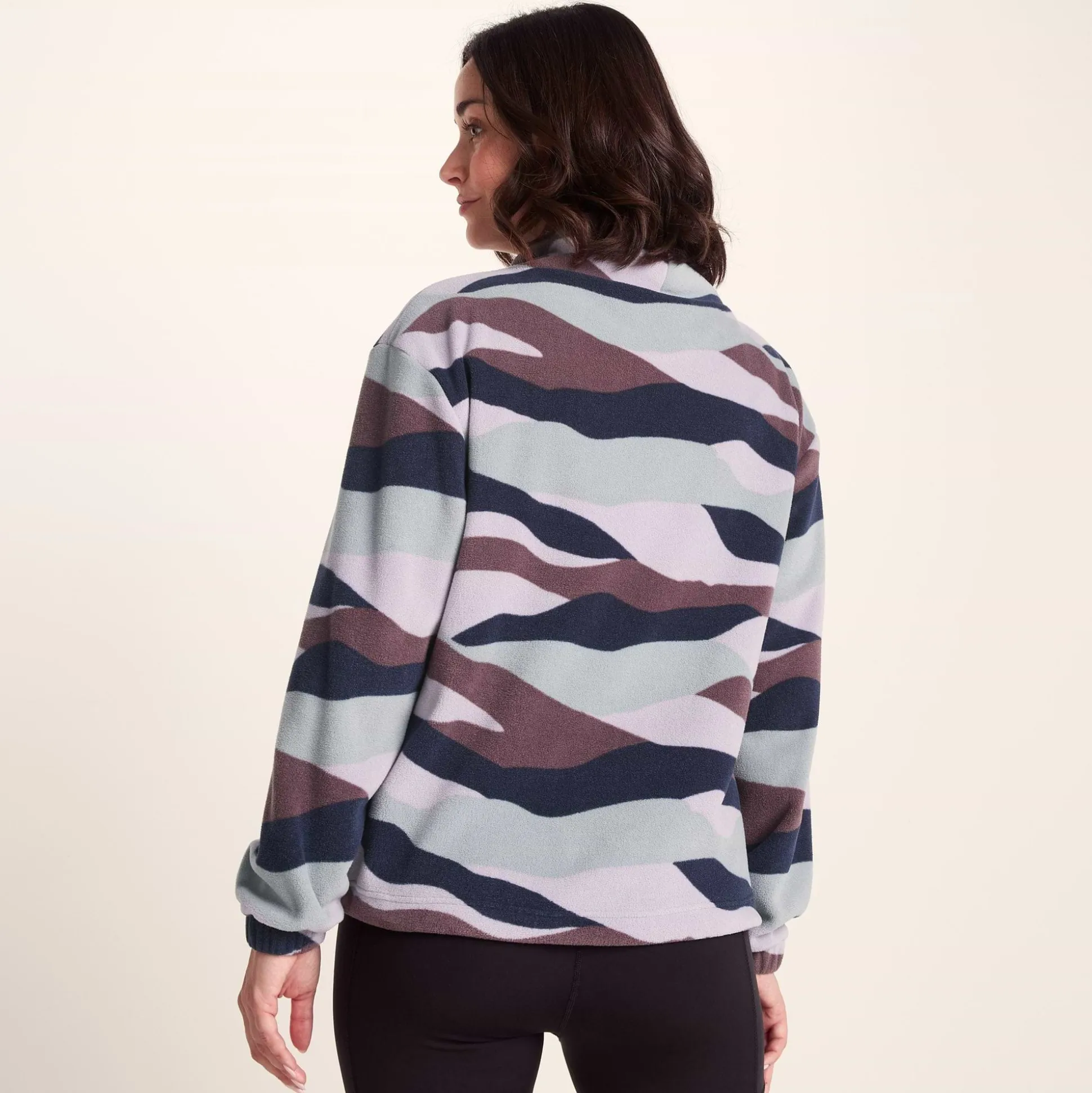 March Womens Relaxed Fit Microfleece Pullover - Landscape Print