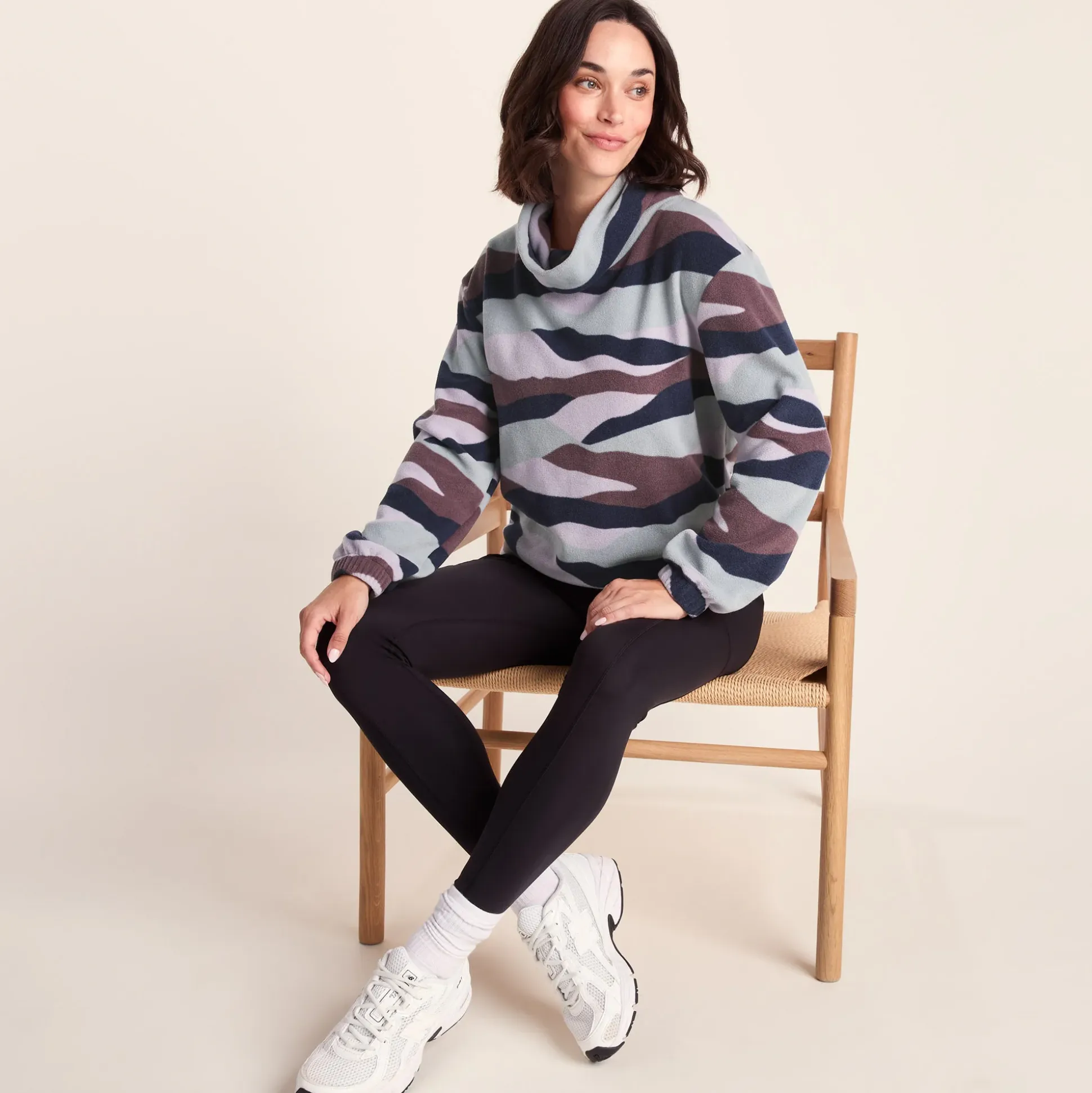March Womens Relaxed Fit Microfleece Pullover - Landscape Print