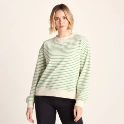Marsella Womens Relaxed Fit Supersoft Sweat - Basil Green Stripe
