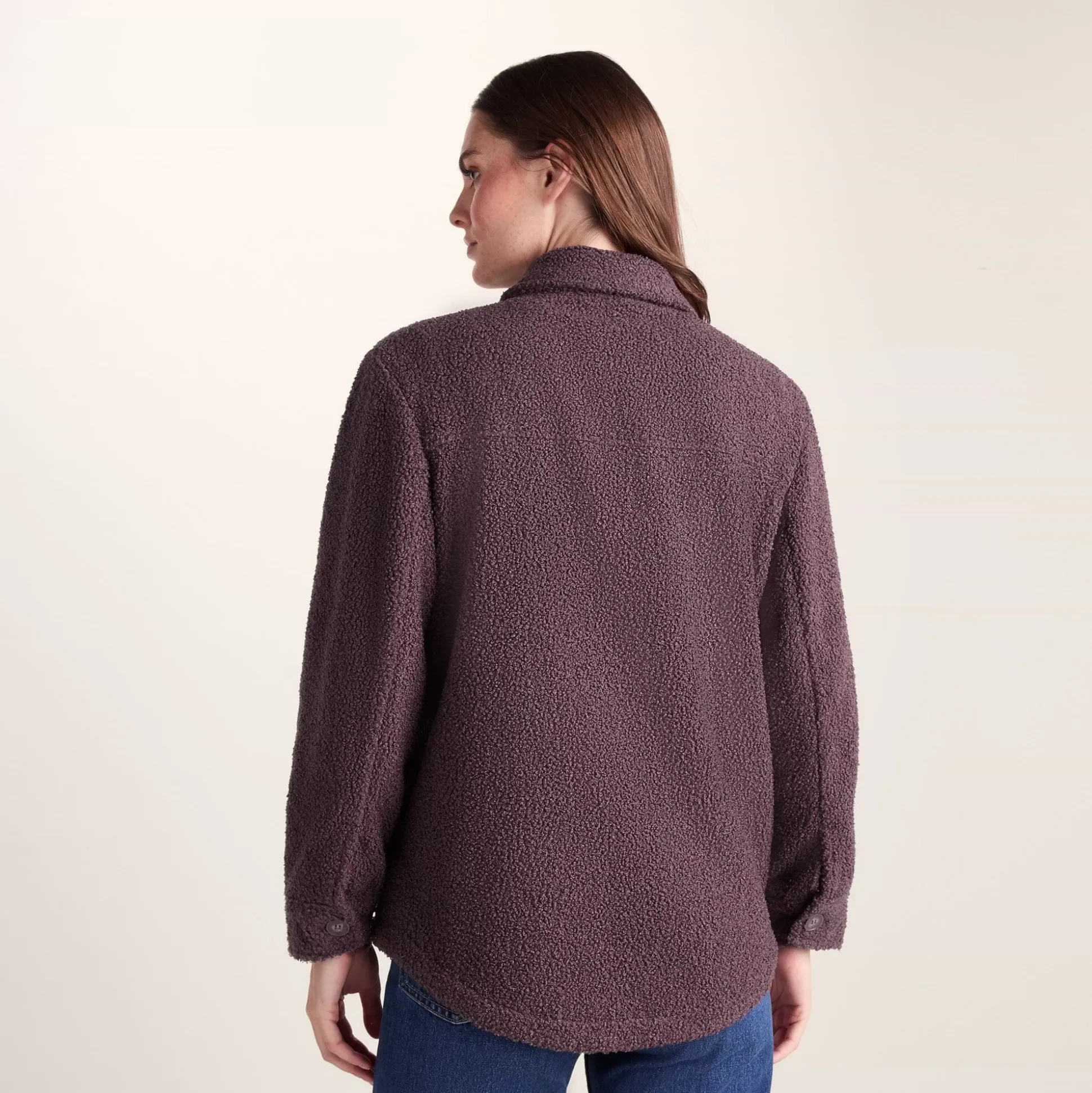 Maxine Womens Supersoft Sherpa Fleece Shacket - Dark Mauve