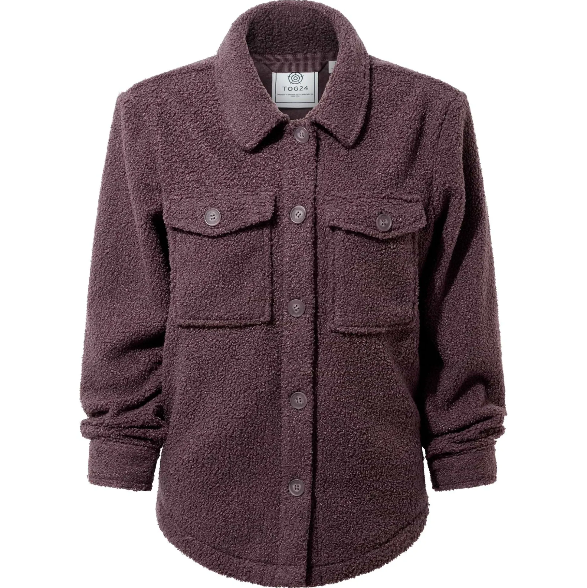 Maxine Womens Supersoft Sherpa Fleece Shacket - Dark Mauve