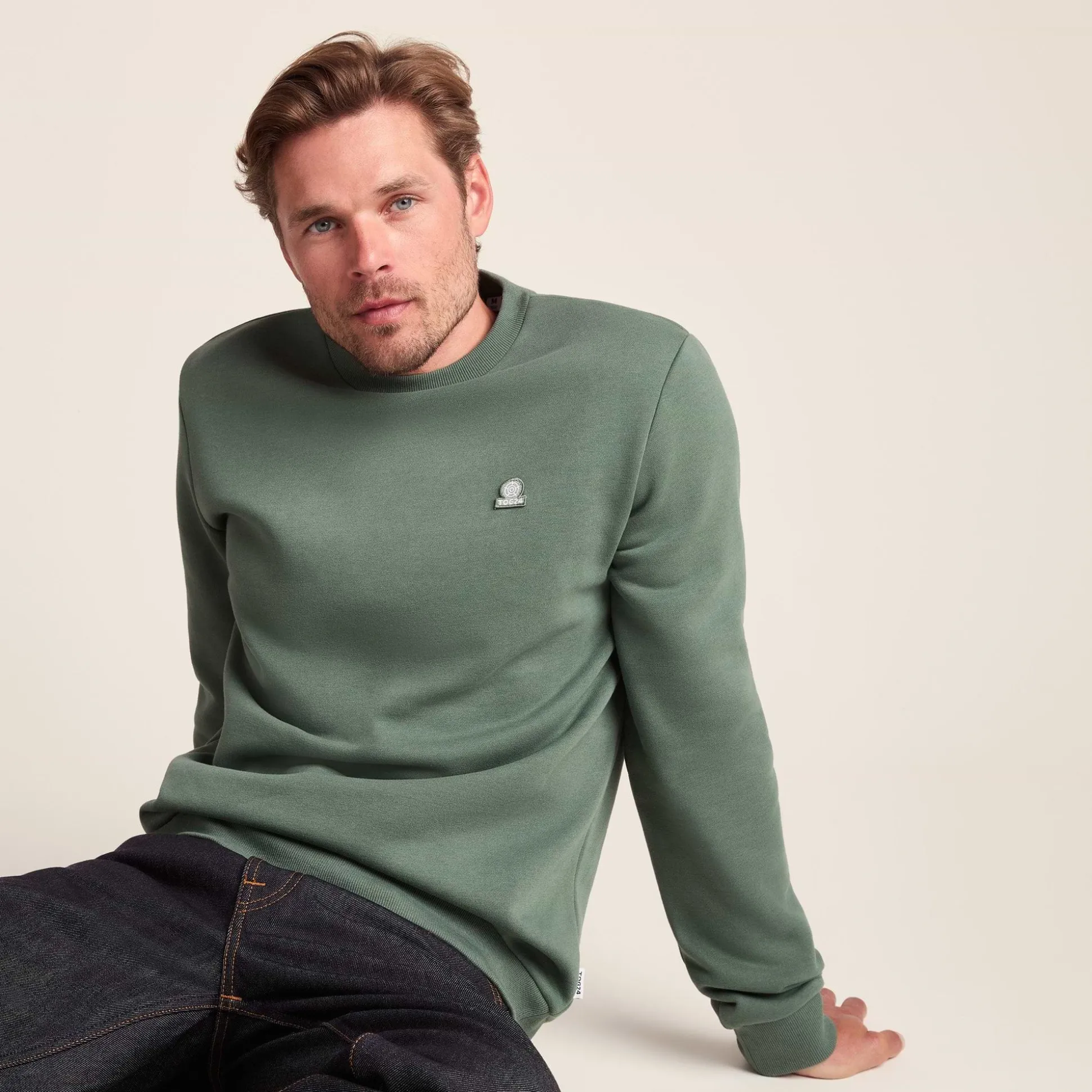 Mellor Mens Supersoft Cotton Rich Sweat - Light Forest