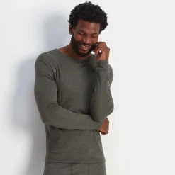 Meru Mens Cashmere Touch Base Layer Crew Neck - Dark Grey Marl