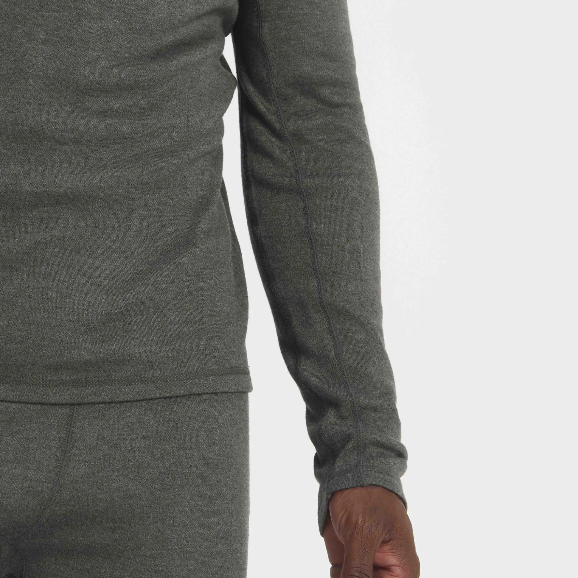 Meru Mens Cashmere Touch Base Layer Crew Neck - Dark Grey Marl