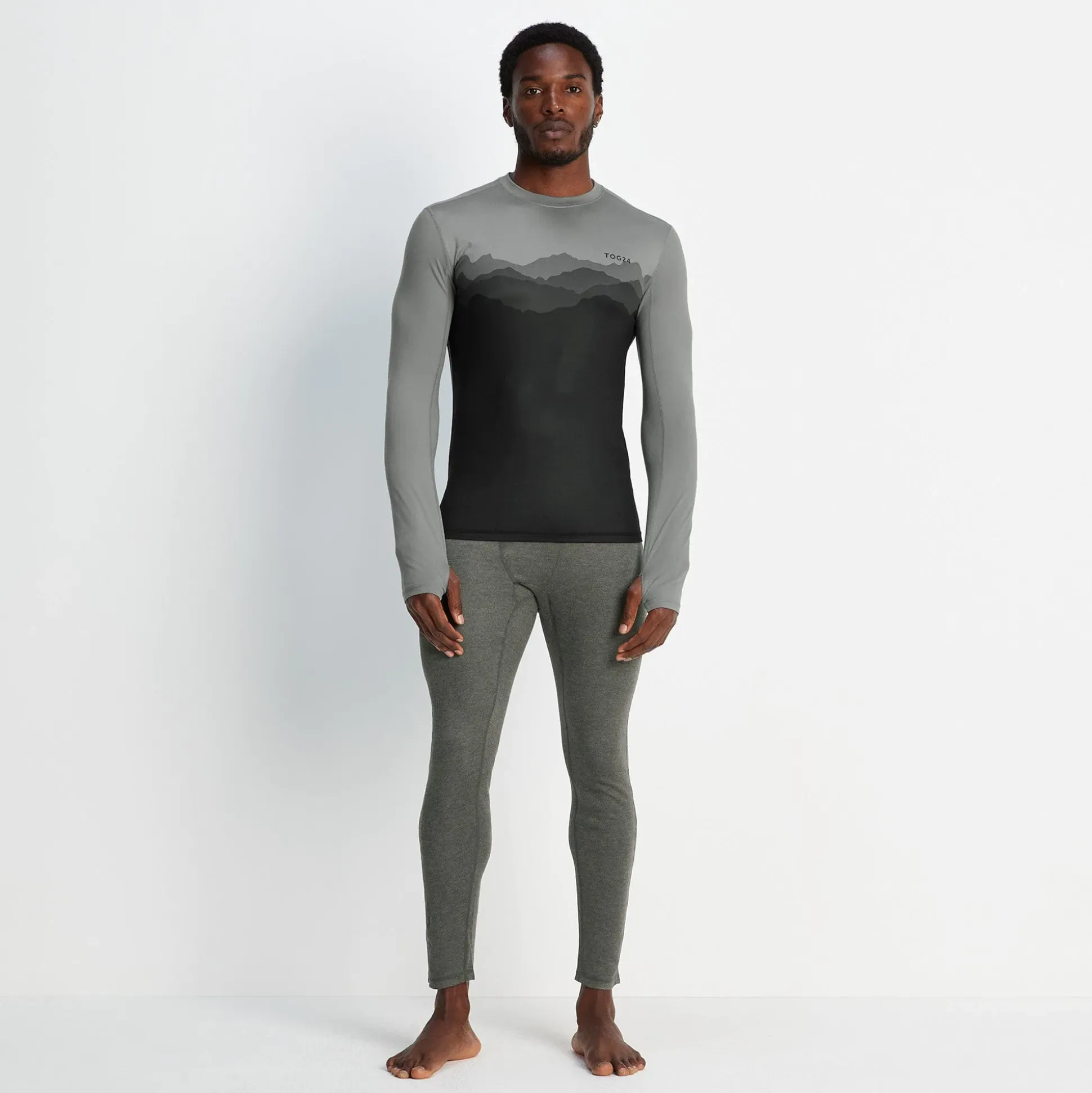 Meru Mens Cashmere Touch Base Layer Leggings - Dark Grey Marl