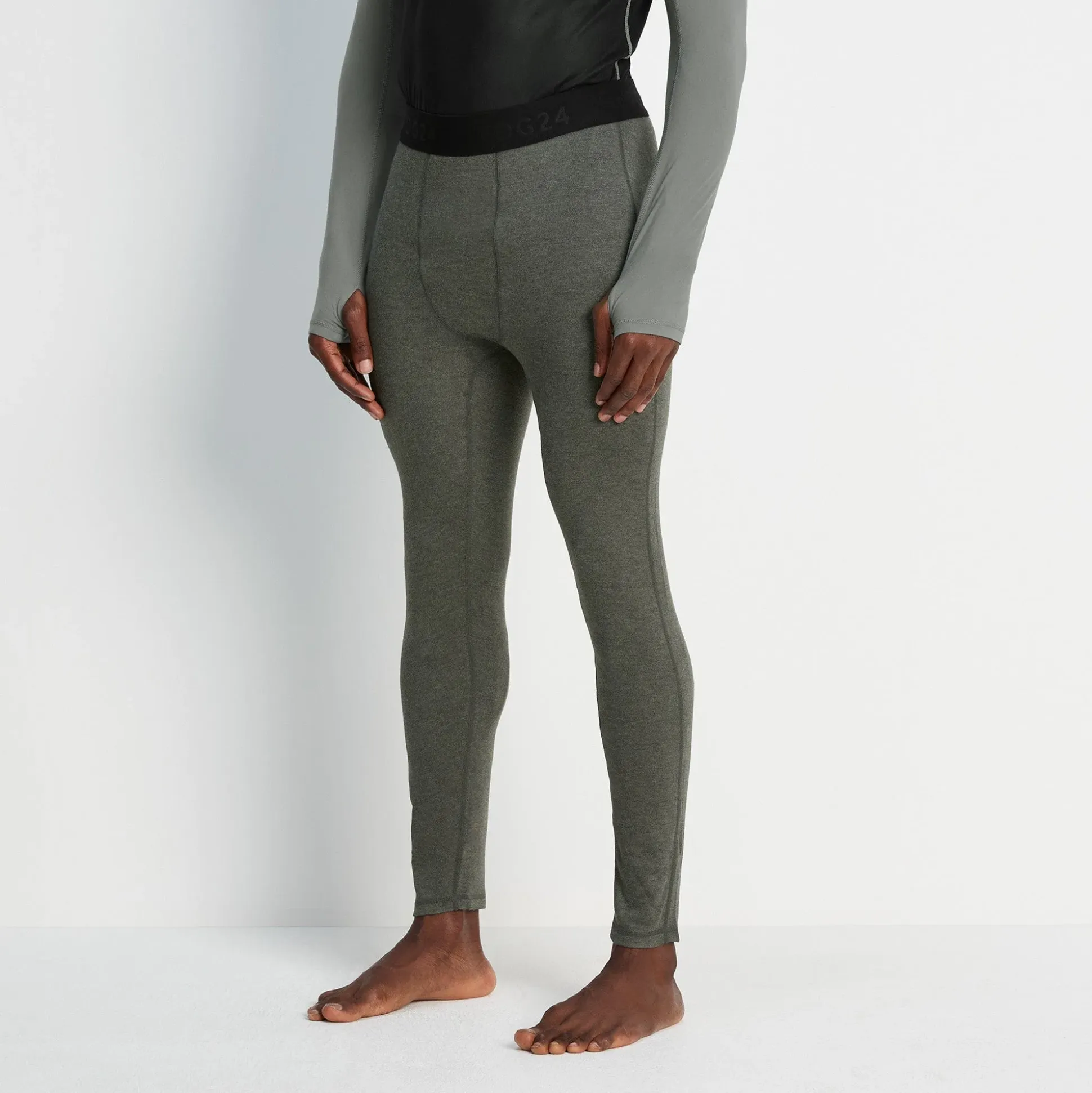 Meru Mens Cashmere Touch Base Layer Leggings - Dark Grey Marl