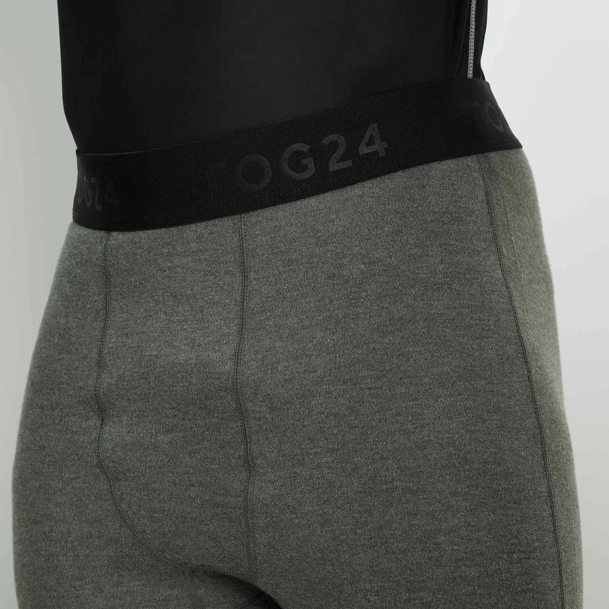 Meru Mens Cashmere Touch Base Layer Leggings - Dark Grey Marl