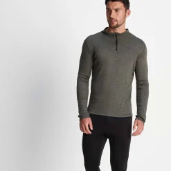 Meru Mens Cashmere Touch Base Layer Quarter Zip - Dark Grey Marl
