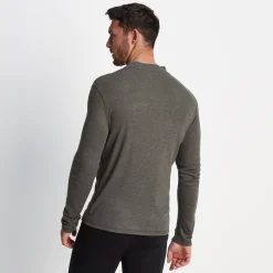 Meru Mens Cashmere Touch Base Layer Quarter Zip - Dark Grey Marl