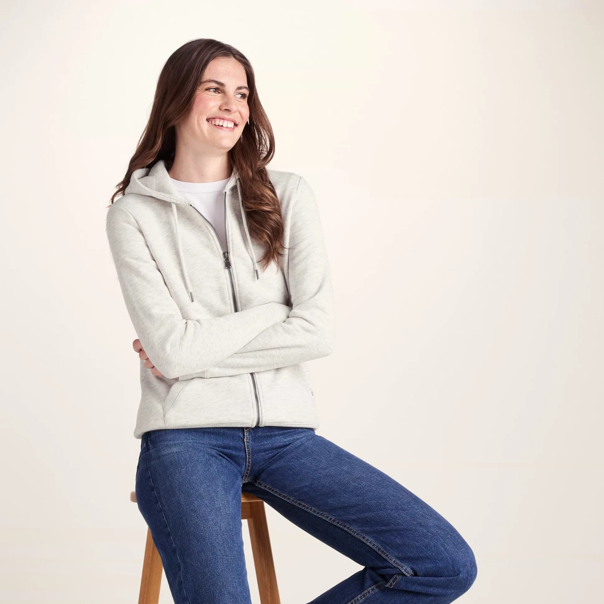 Mia Womens Supersoft Zip Hoody - Oatmeal Marl