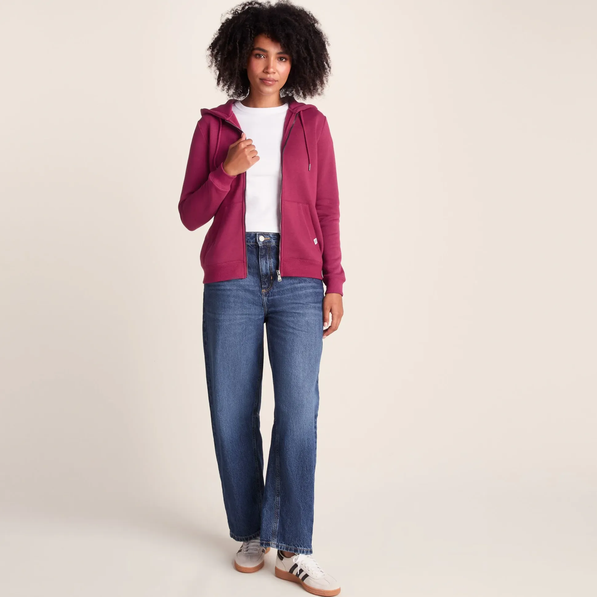 Mia Womens Supersoft Zip Hoody - Washed Burgundy