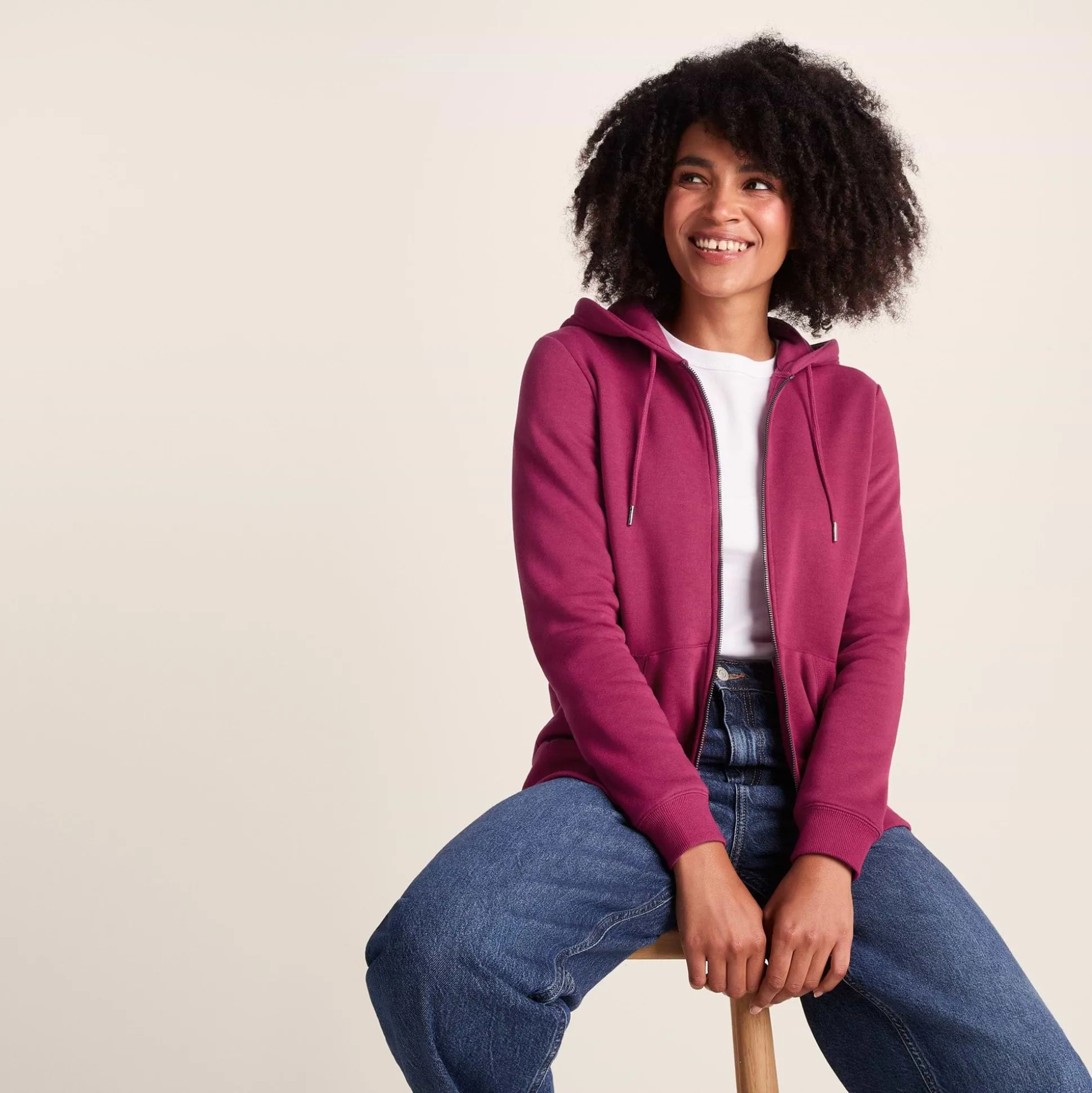 Mia Womens Supersoft Zip Hoody - Washed Burgundy
