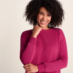 Michelle Womens Cotton Blend Sweat - Washed Burgundy