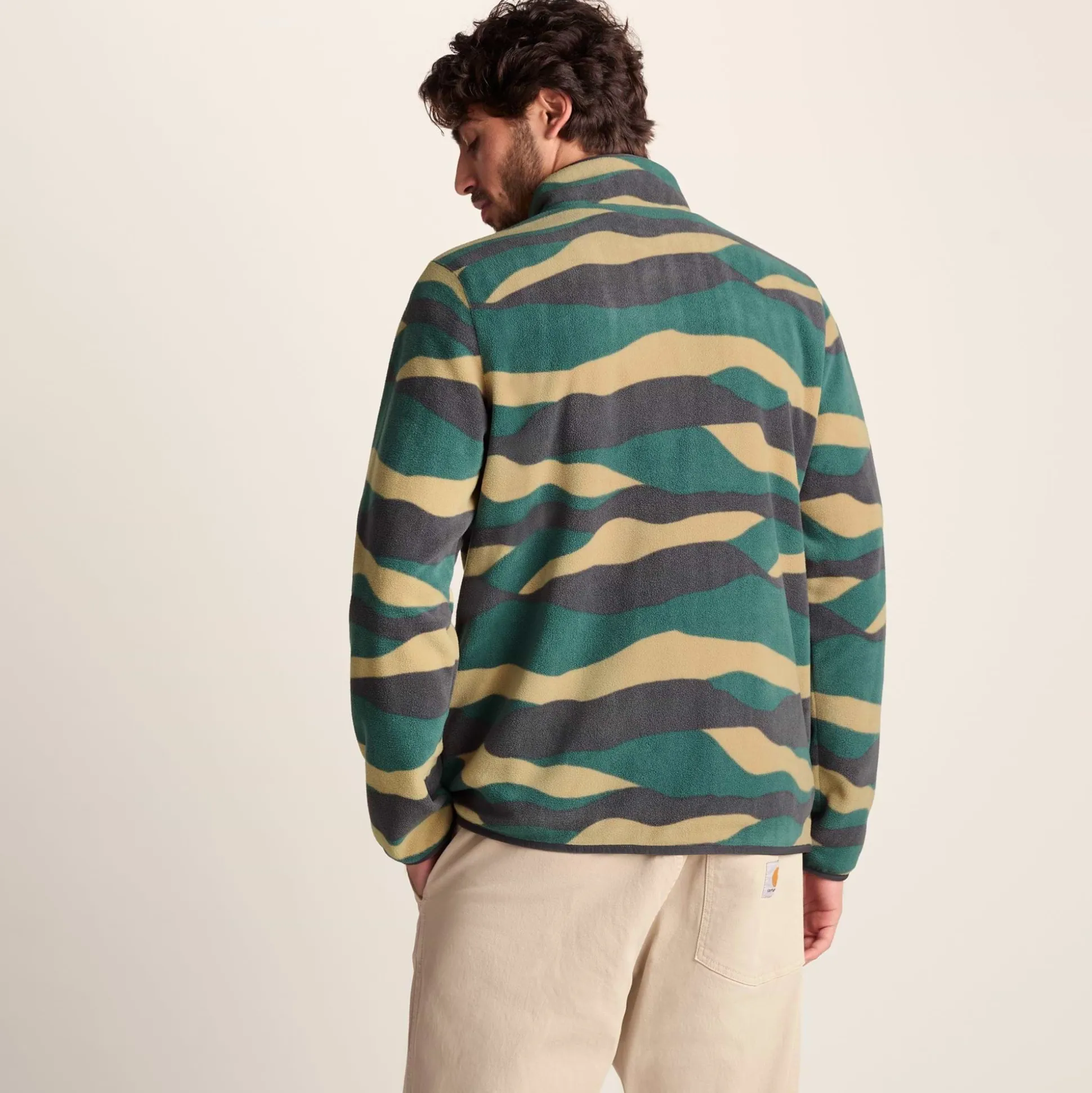 Miles Mens Relaxed Fit Microfleece Jacket - Sand Landscape Print