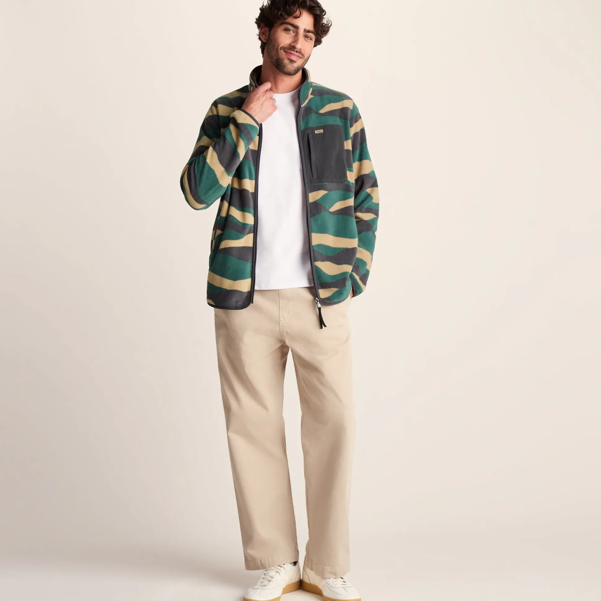 Miles Mens Relaxed Fit Microfleece Jacket - Sand Landscape Print