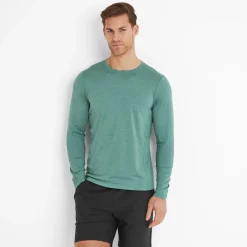 Mittel Mens Long Sleeve Performance Top - Seafoam Green Marl