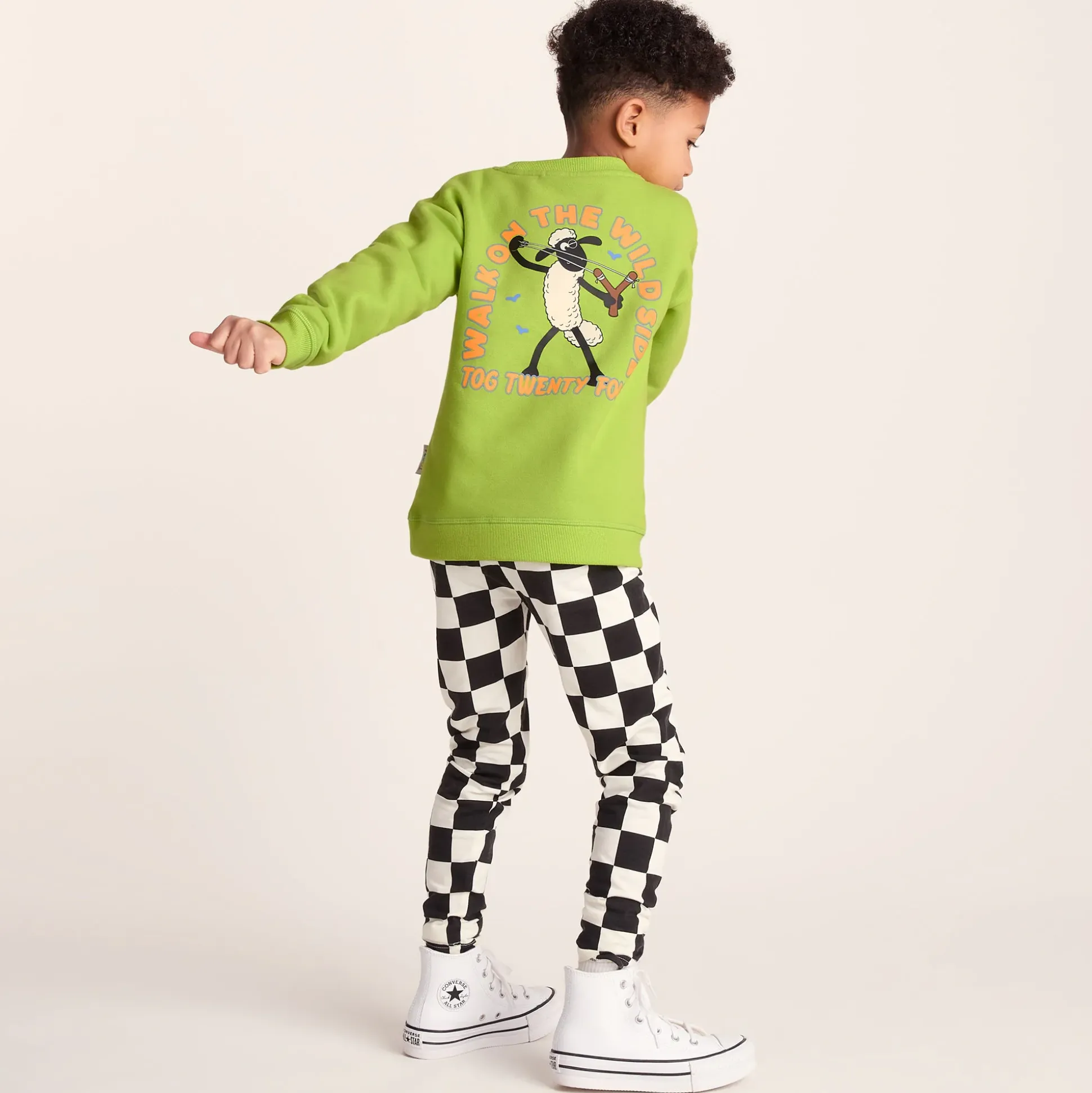 Montadale Kids Shaun the Sheep Crew Sweat - Lime Green