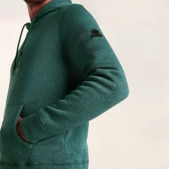 Mosby Mens Supersoft Knitlook Fleece Hoody - Dark Turquoise Marl